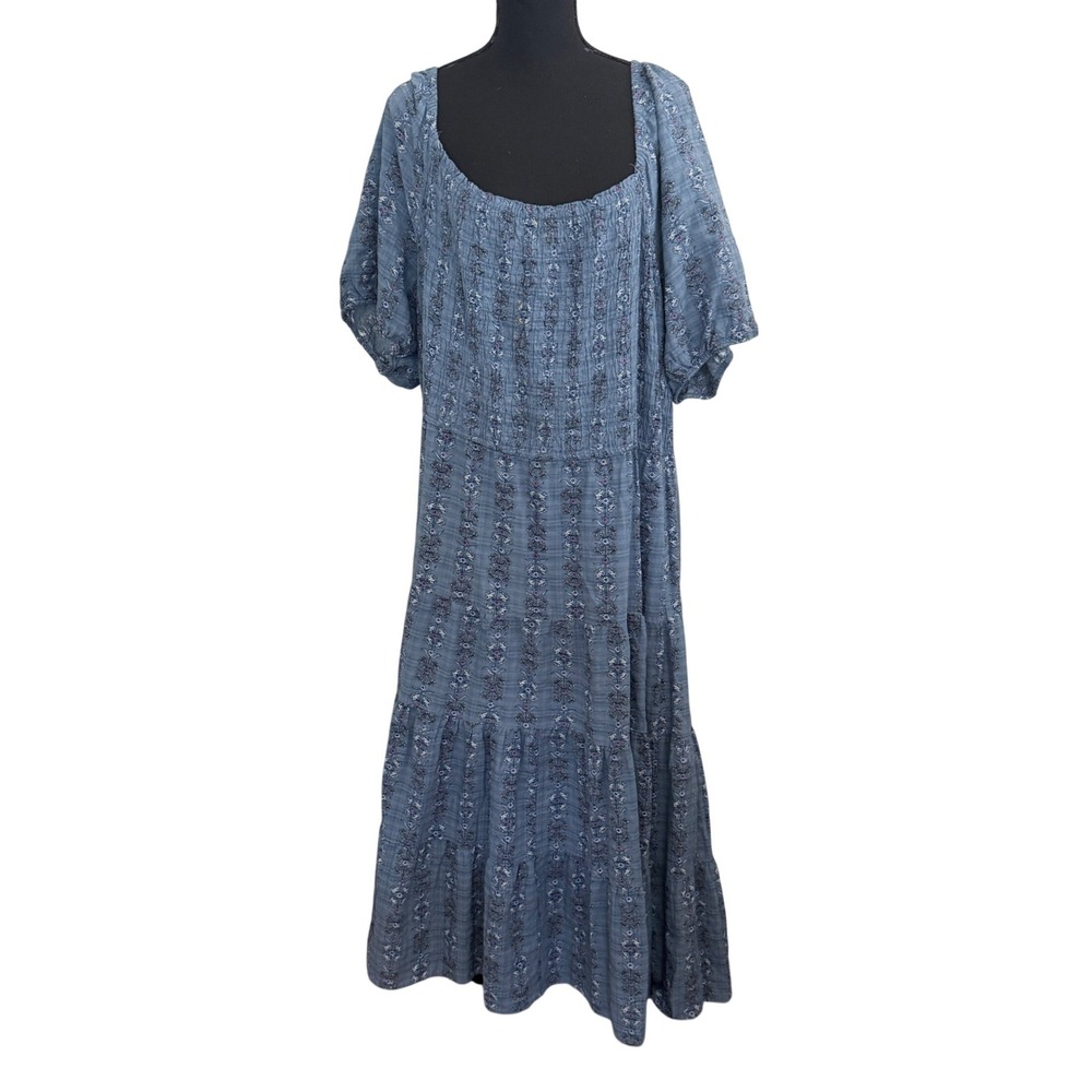 Sonoma Womens Floral Smocked Tiered Midi Dress Plus Size 3X Boho Prairie